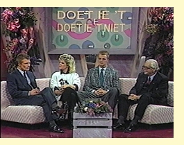 Peter Jan met kandidaten Anita Meijer, Pedro van Raamsdonk en Molly Geertsema in 1988